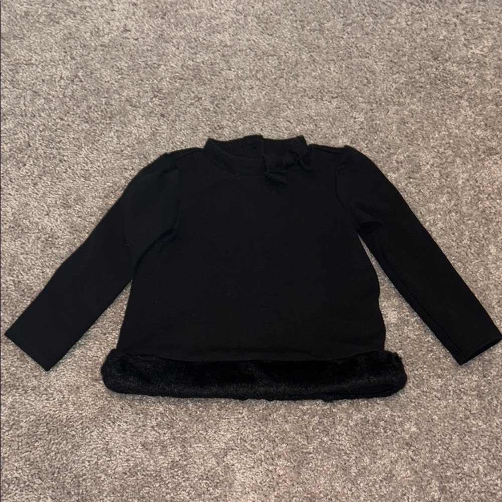 Janie and Jack Elegant Black Sweater with Faux Fur Hem
